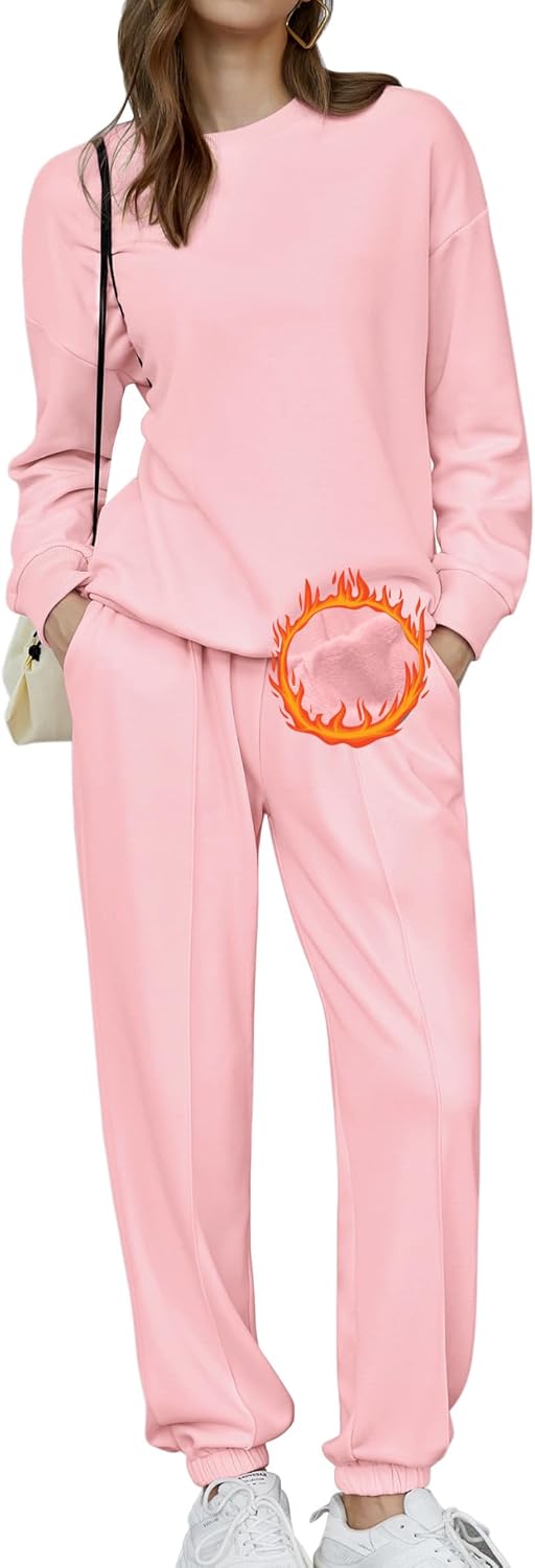 🎄Weihnachts-SALE🔥Damen-Zweiteiler Oversized-Fleece-Sweatsuit-Outfit Winter-Sherpa-gefüttertes Sweatshirt und Jogginghosen-Set