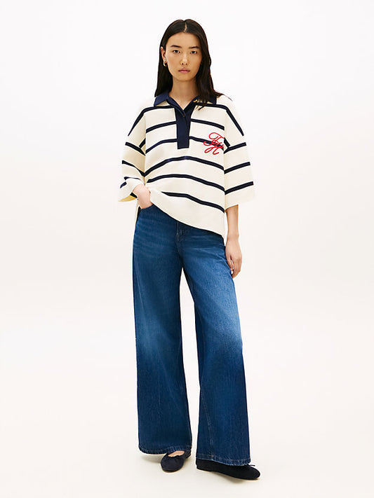 Premium Knit Gold-Tone Button Polo Jumper
