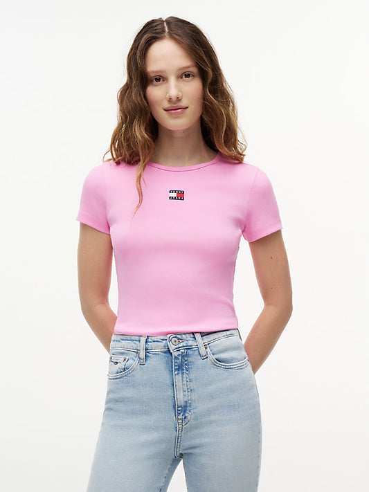 Badge Ribbed Slim T-Shirt