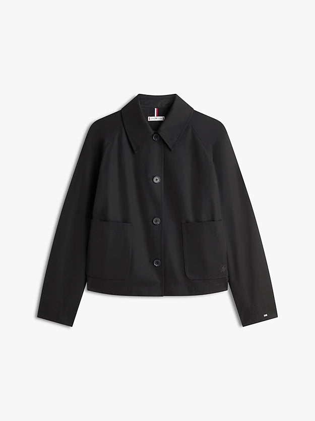 Water Repellent Collared Relaxed Short Jacket