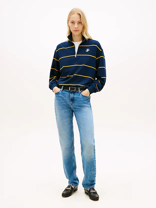 Logo Embroidery Terry Quarter-Zip Jumper