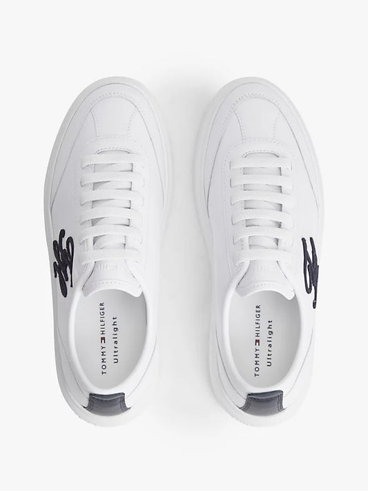 Logo Lightweight Leather Court Trainers
