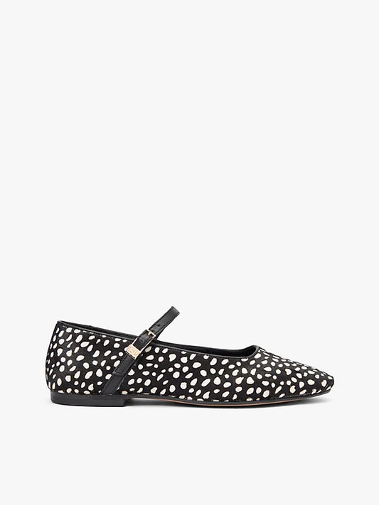 Snow Leopard Print Buckle Ballerinas