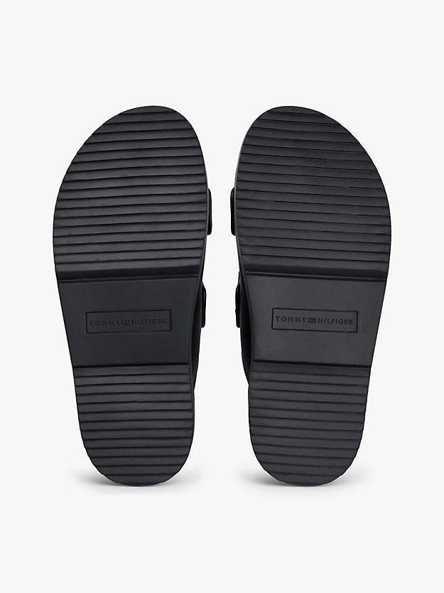 Leather Monogram Double Strap Sandals