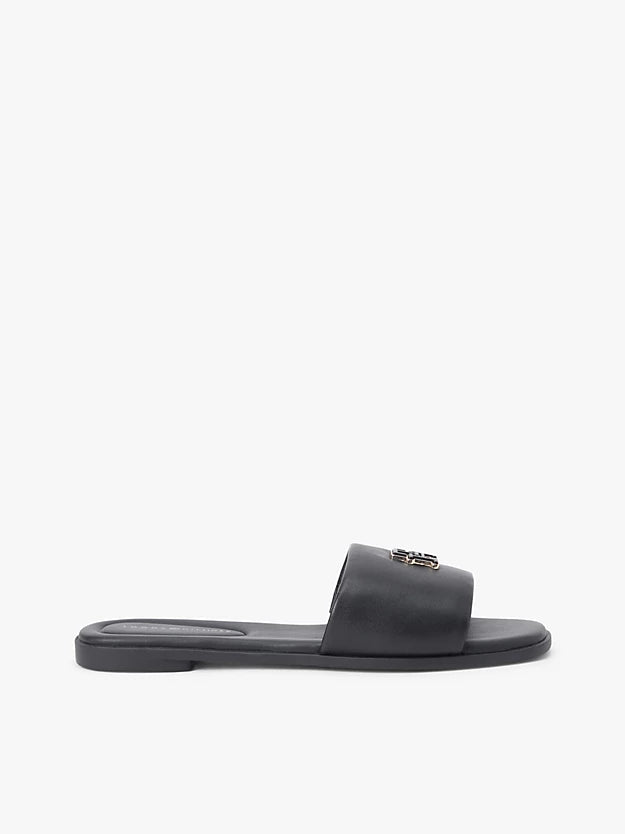 Leather Monogram Strap Mules