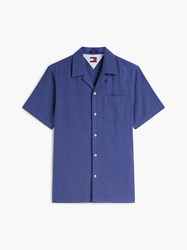 Regular Fit Linen Blend Short Sleeve Shirt