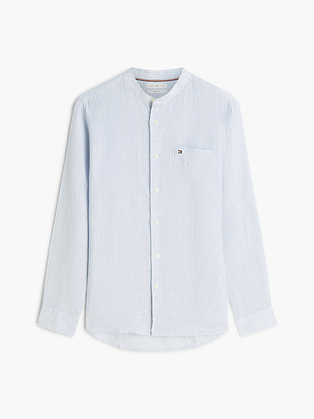 Regular Fit Washed Linen Pinstripe Shirt