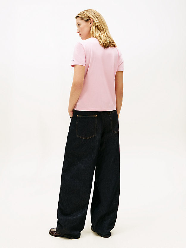 Logo Embroidery Jersey Crew Neck T-Shirt