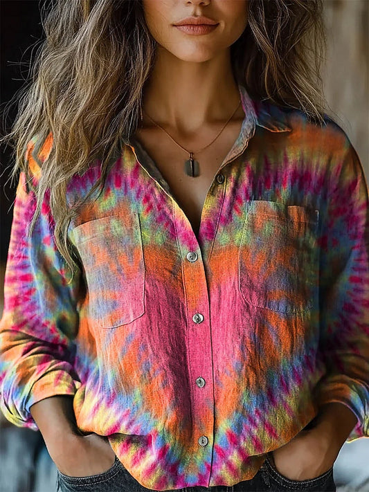 Léine Clóite Dhathannach Retro Tie-dye Croí do Mhná