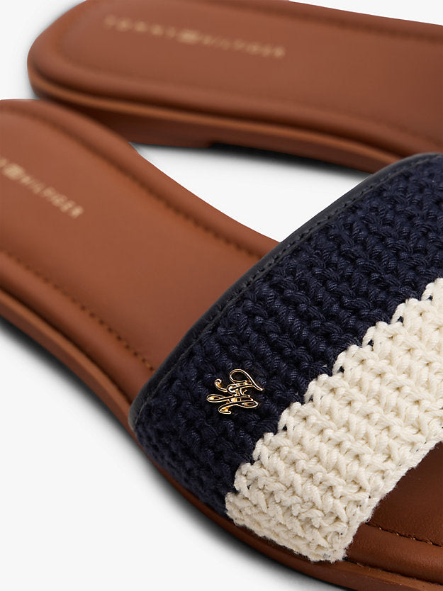 Logo Plaque Colour-Blocked Woven Mules
