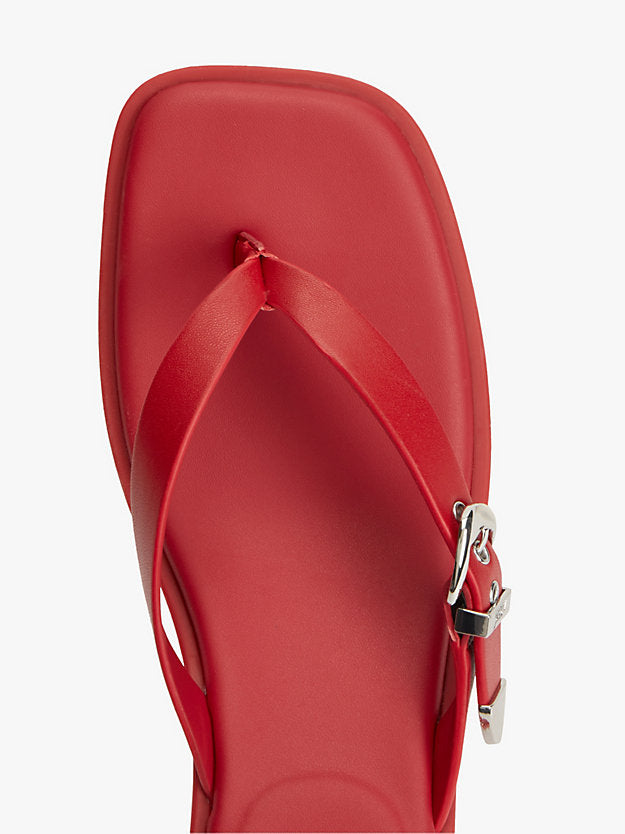 Leather Kitten Heel Toe Post Sandals