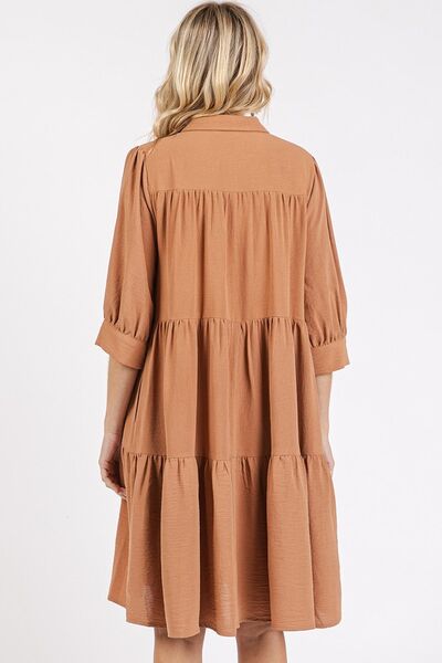 Robe chemise étagée à col et détails boutonnés Mittoshop