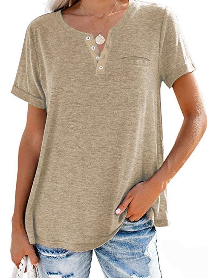 T-shirt uni à poche et manches courtes (3 pour la livraison gratuite)