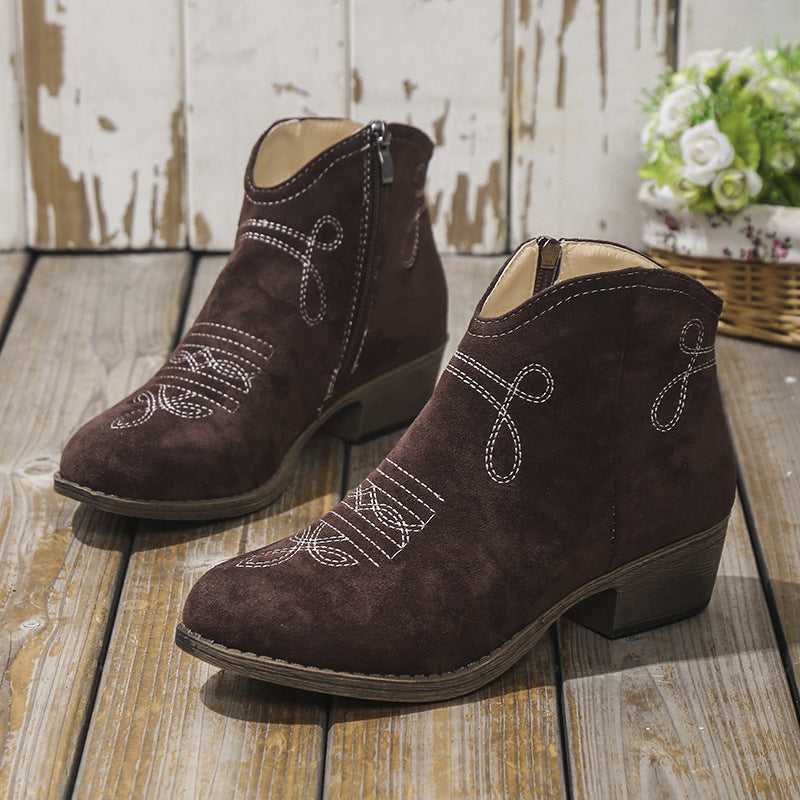 Western-Stickerei-Ankle Boots – Süß & Vielseitig für Alltagsoutfits