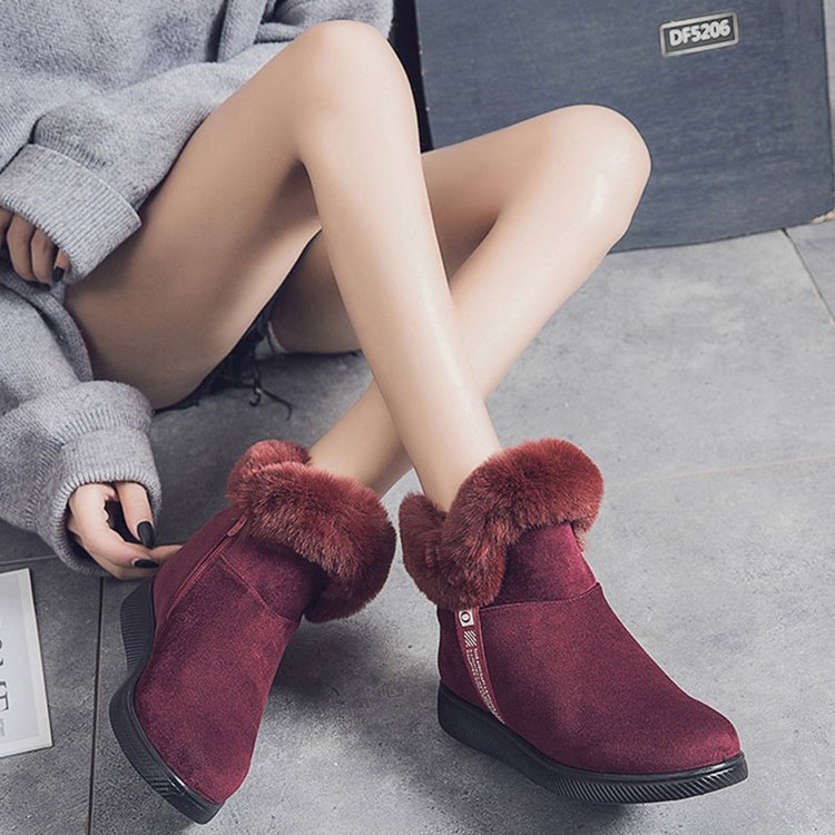 Damen Plüsch-Skistiefel mit seitlichem Reißverschluss