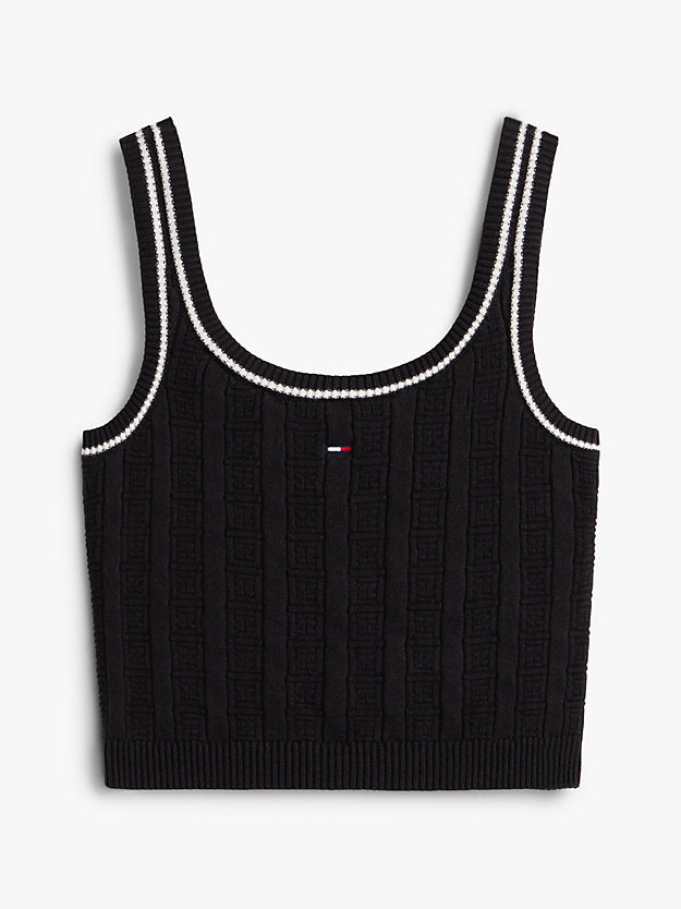 Flag Cable Knit Cropped Tank Top