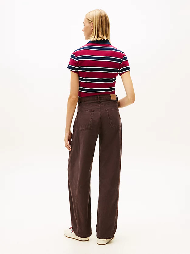 Mid Rise Wide Barrel Leg Trousers