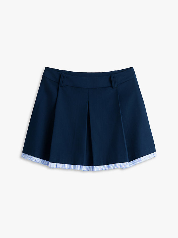 Tonal Logo Appliqué Pleated Mini Skirt