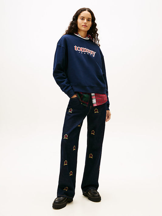 Logo Appliqué Boxy Fleece Sweatshirt