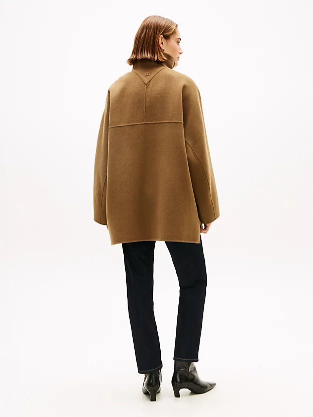 Wool Blend Funnel Neck Oversized Coat
