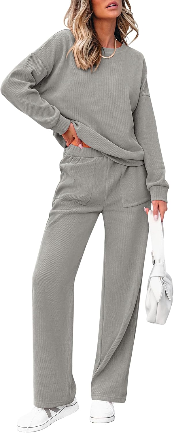 Ensemble décontracté deux pièces en coton pour femme : sweatshirt demi-zip oversize et pantalon de survêtement large
