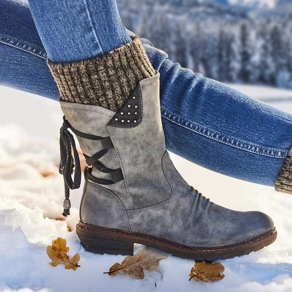 Bottes de Neige Chaudes à Lacets Arrière pour Femme