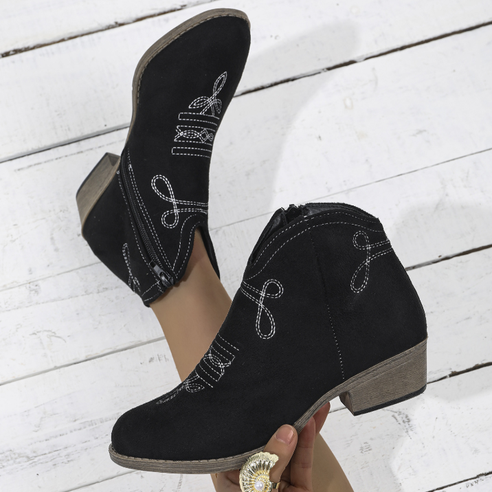 Western-Stickerei-Ankle Boots – Süß & Vielseitig für Alltagsoutfits