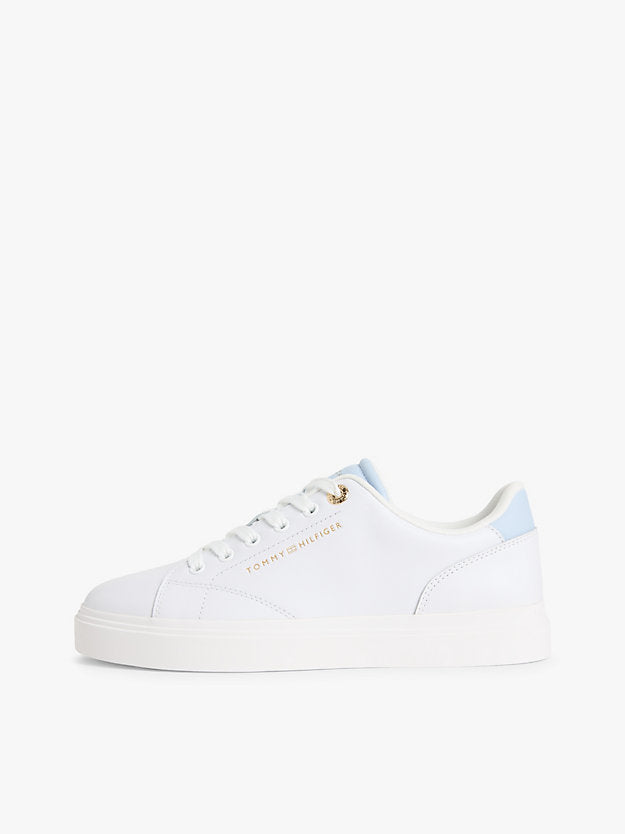 Leather Metallic Logo Cupsole Trainers