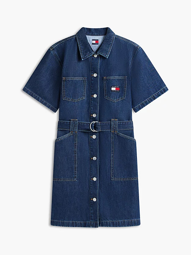 Denim Utility Short Sleeve Shirt Dress