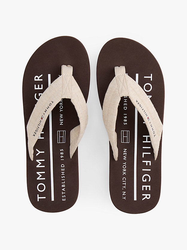 Pure Linen Chambray Jacquard Flip-Flops
