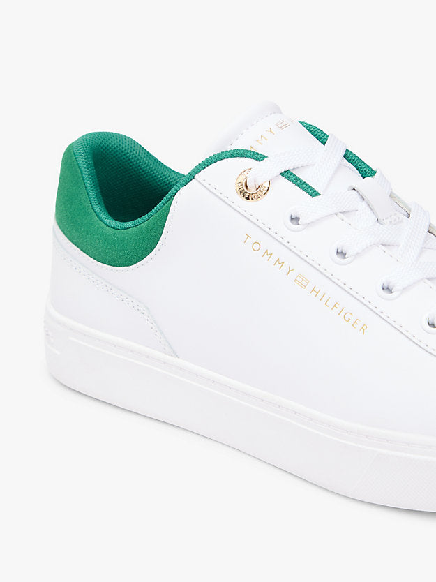 Leather Embossed Logo Cupsole Trainers