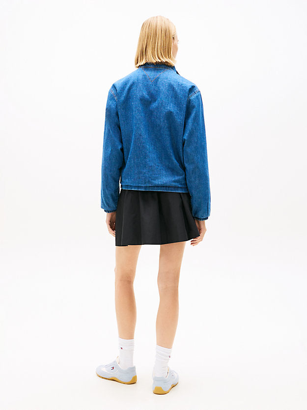 Zip-Thru Chambray Denim Jacket