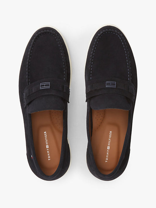 Flag Plaque Suede Loafers