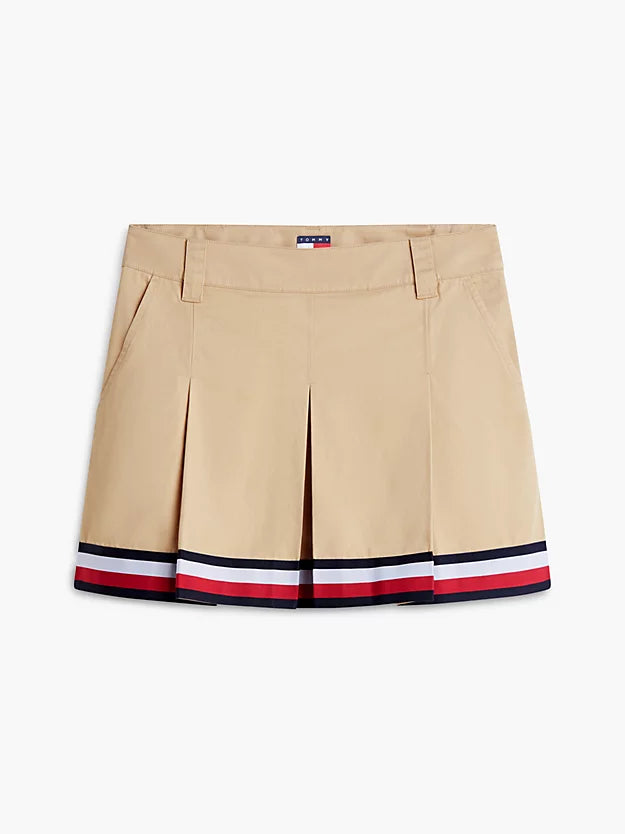 Global Stripe Tape Pleated Mini Skirt