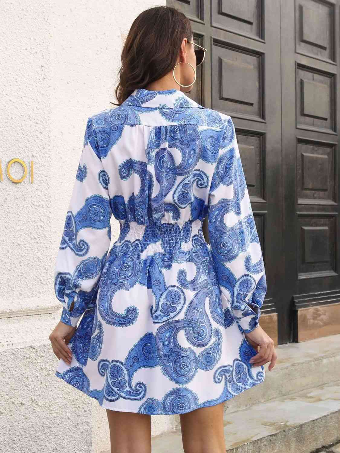 Paisley-Print Johnny-Kragen-Smockkleid