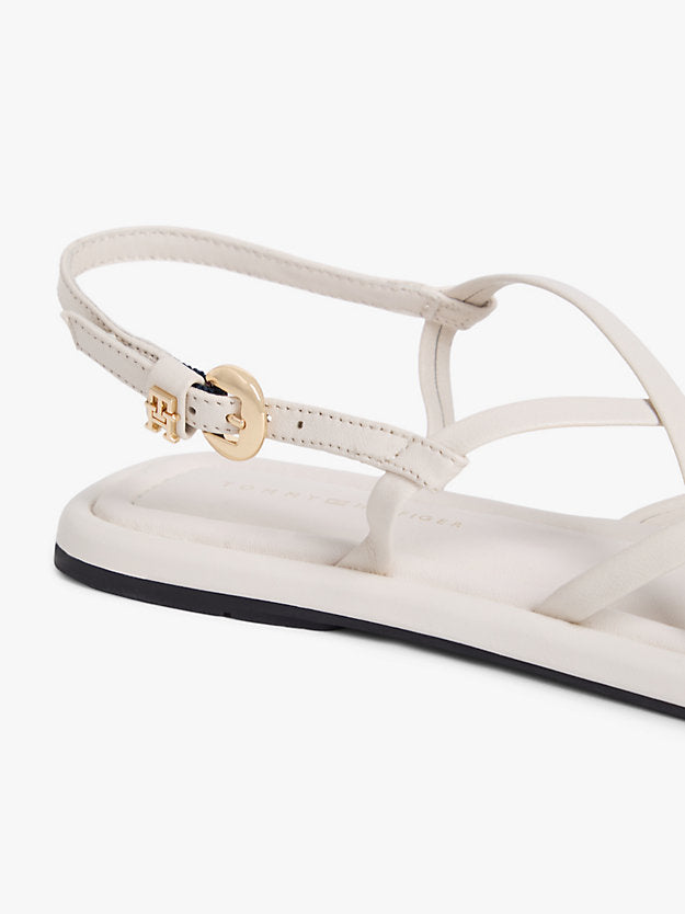 Leather Crossover Strap Flat Sandals