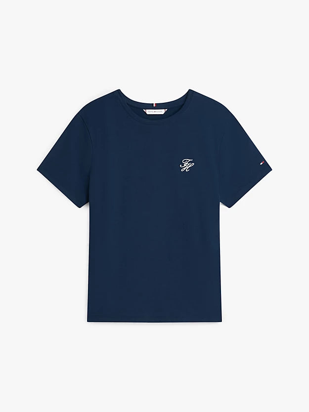 Logo Embroidery Jersey Crew Neck T-Shirt