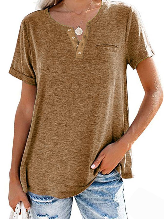 T-shirt uni à poche et manches courtes (3 pour la livraison gratuite)