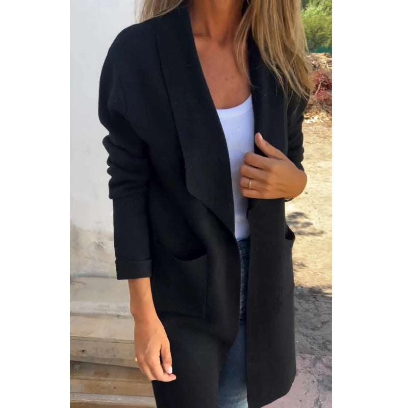 🔥Nur noch 36 Stück auf Lager - Strickjacke mit Reverskragen und langen Ärmeln