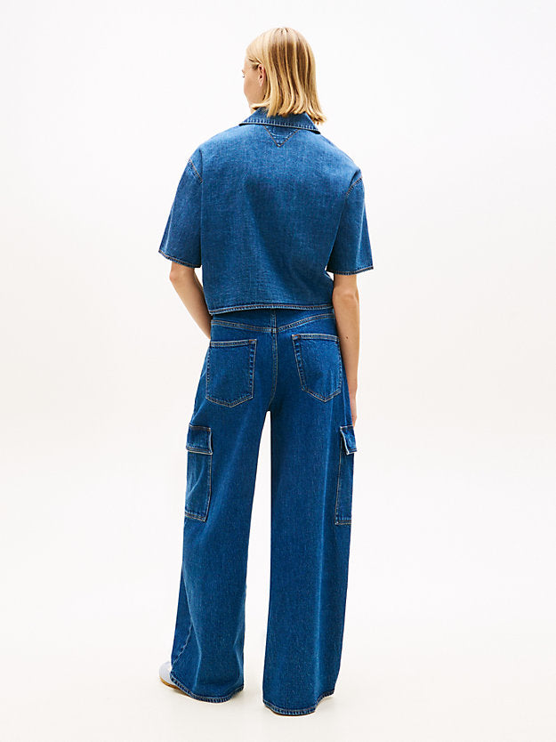 Relaxed Fit Chambray Cropped Shirt