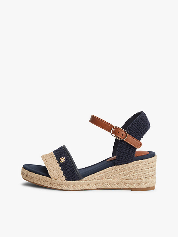 Logo Plaque Woven Wedge Heel Espadrilles
