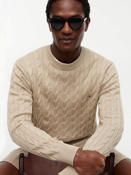 Flag Embroidery Cable Knit Jumper