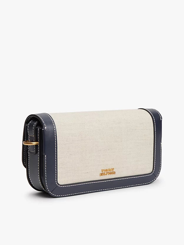 Canvas Leather Trim Crossbody Bag