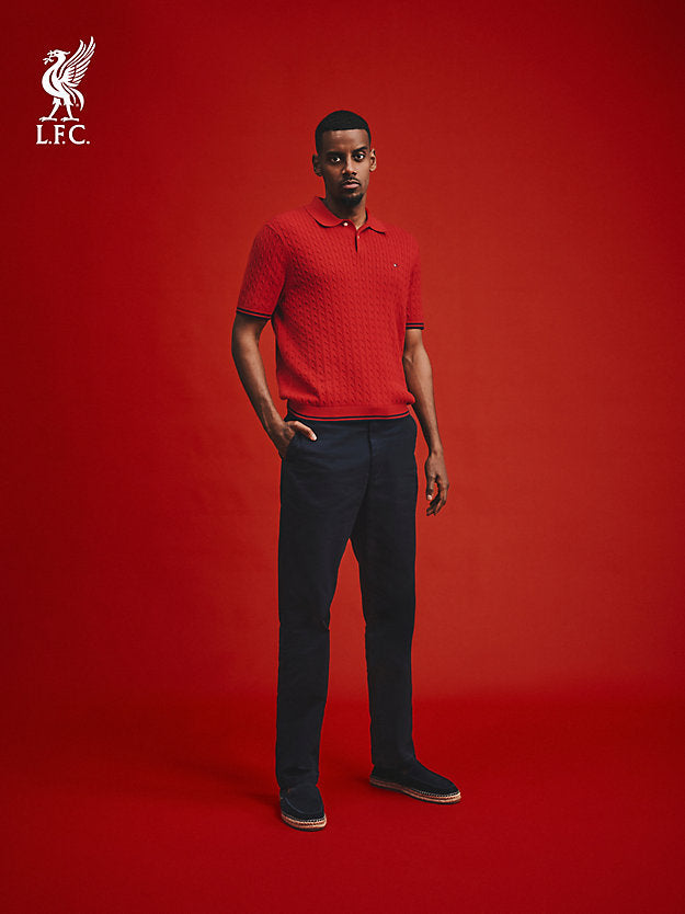 Cable Knit Short Sleeve Polo Jumper