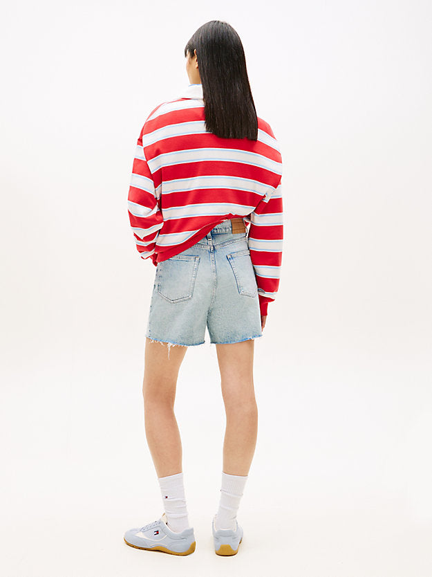 Faded Straight Leg Mom Denim Shorts