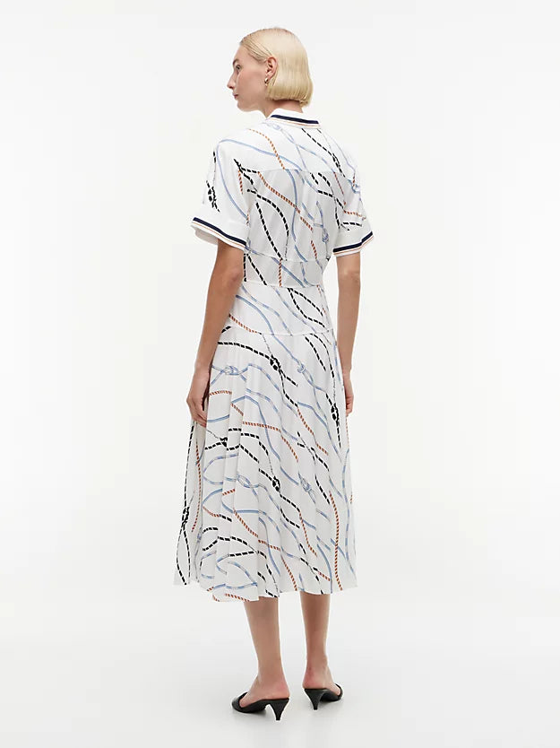 Rope Print Twill Midi Shirt Dress