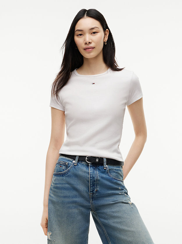 Ribbed Slim Crew Neck T-Shirt