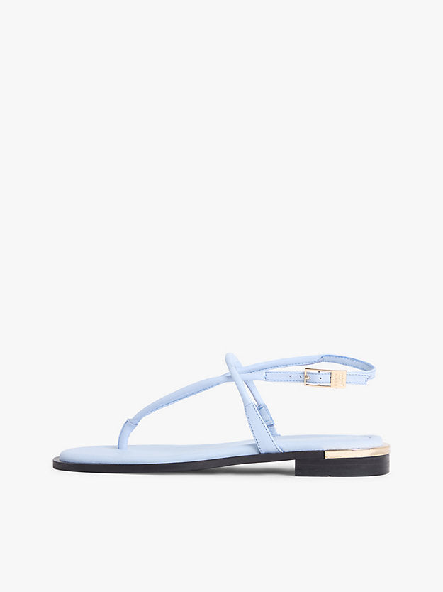 Leather Monogram Gold-Tone Heel Sandals