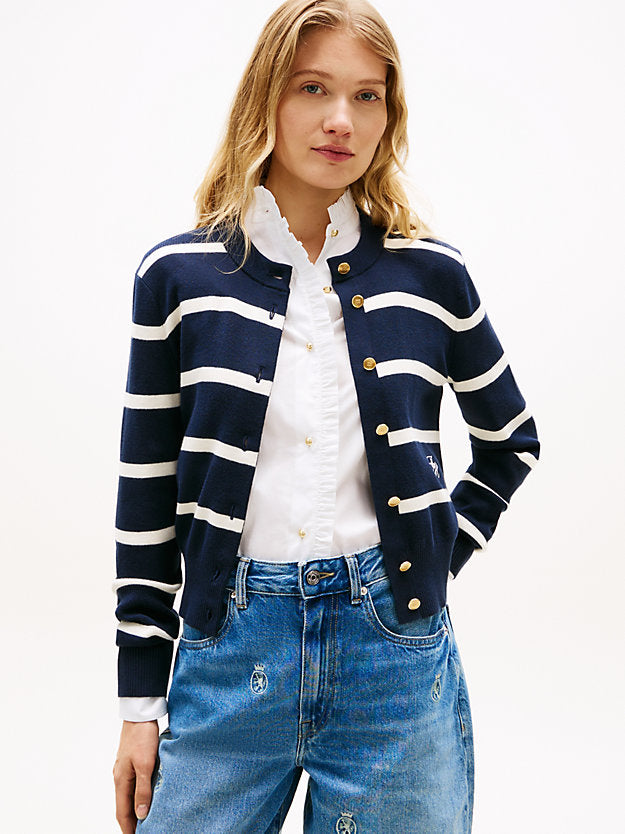 Premium Knit Gold-Tone Button Cardigan