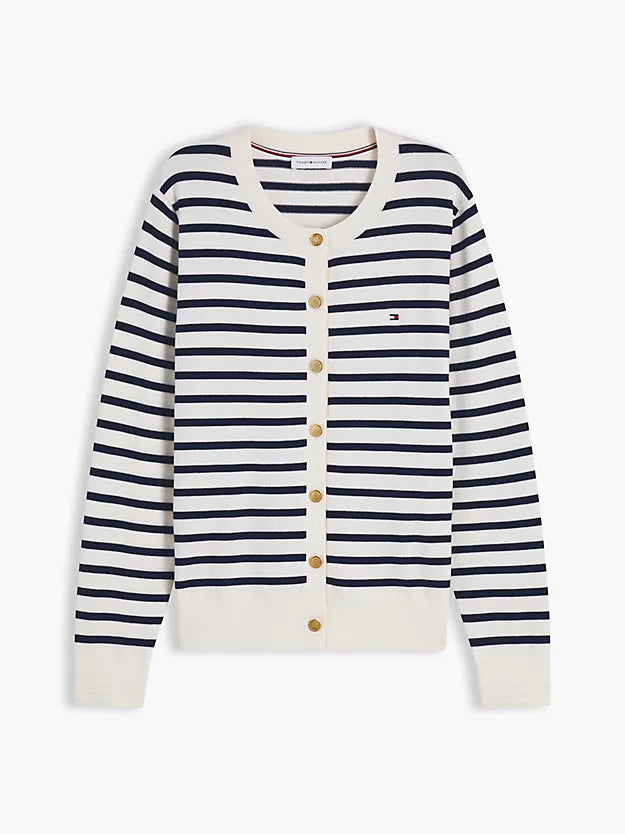 Fine Knit Jersey Crew Neck Cardigan